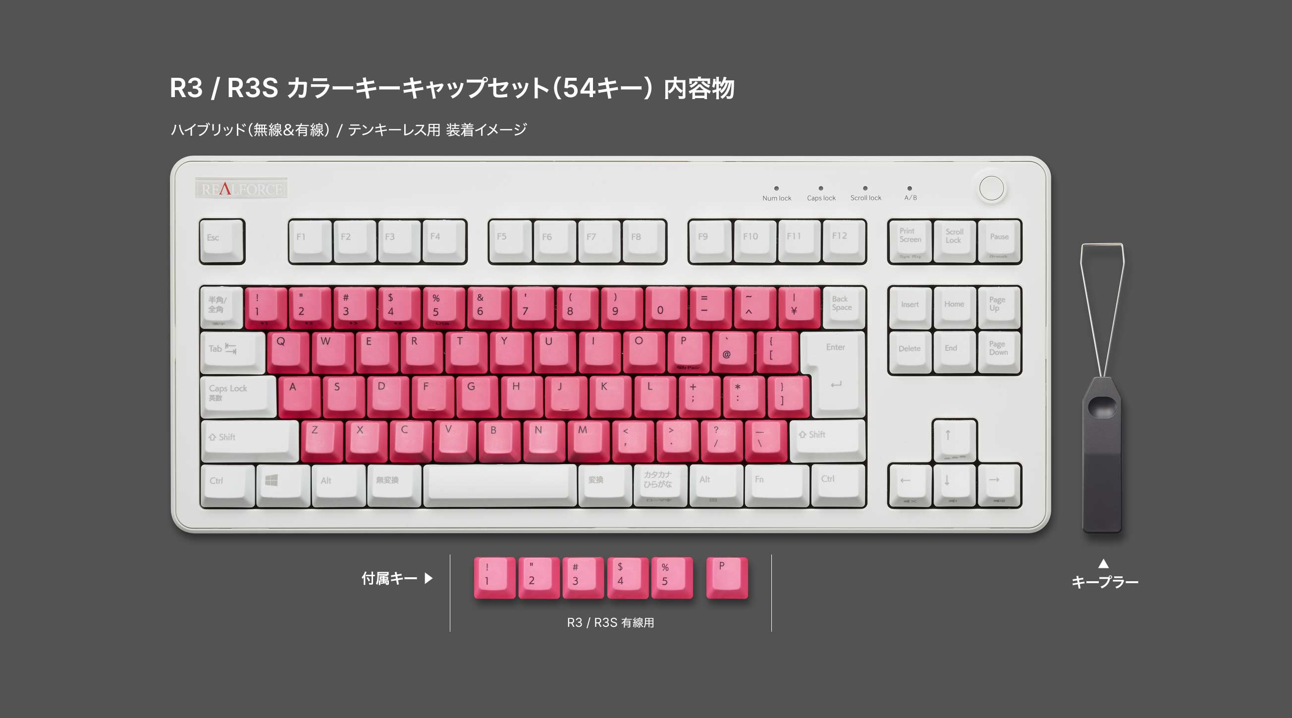 REALFORCE　R3　キーキャップ　日本語配列 54キー かな無し